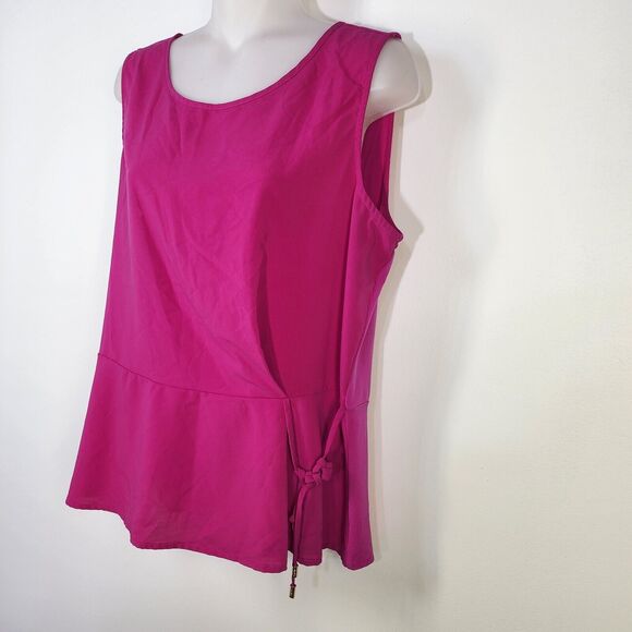 Calvin Klein Women Top Large Pink Sleeveless Blouse Side Tie Peplum Stretch Tank - Picture 5 of 10